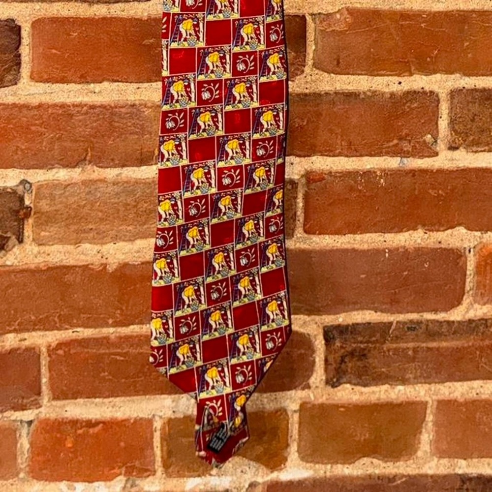 Vintage necktie with fruit picking pattern fruit pattern Bucher - Picture 1 of 5